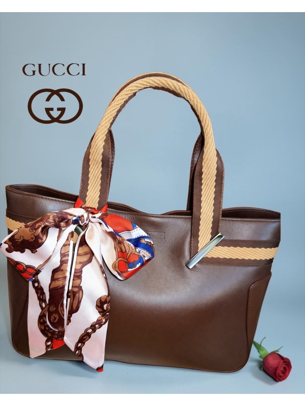 ✨ STUNNING Vintage Tom Ford Era Gucci Leather Web Tote ✨